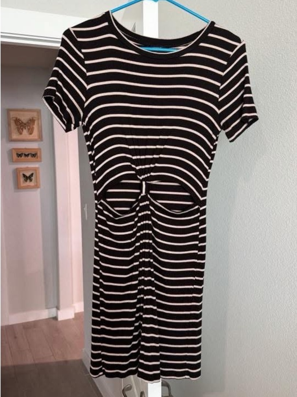 Black & White Striped Knot-Front Women’s Dress